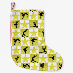 PRETTY GOLD DANCER CHRISTMAS DESIGNS SMALL CHRISTMAS STOCKING