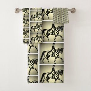 Pretty Gold Dressage Rider Bath Towel Set