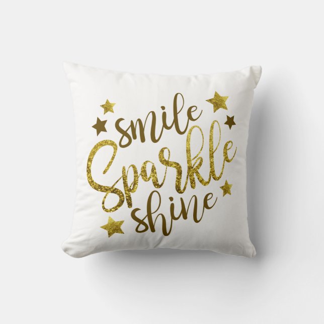 Pretty Gold Faux Sparkle Pillow for Her (Front)