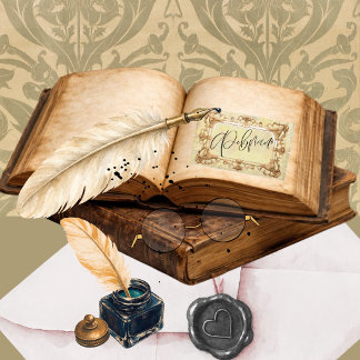 Pretty Gold Frame Victorian Style BookPlate Sticker