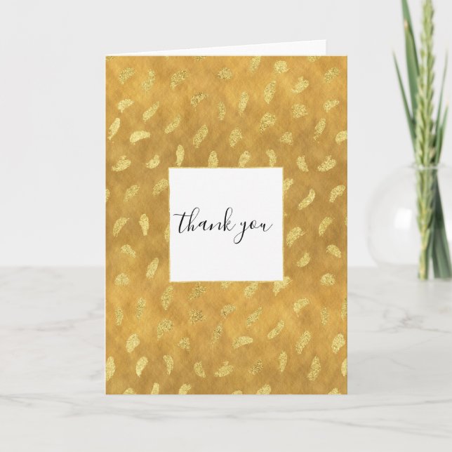 Pretty Gold Glam Abstract Thank You Card (Front)