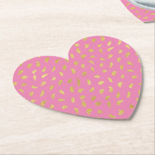 Pretty Gold Glam Pink Abstract Paper Coaster