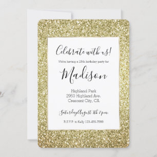 Pretty Gold Glitter Invitation