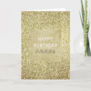 Pretty Gold Glitzy Glitter Birthday Card