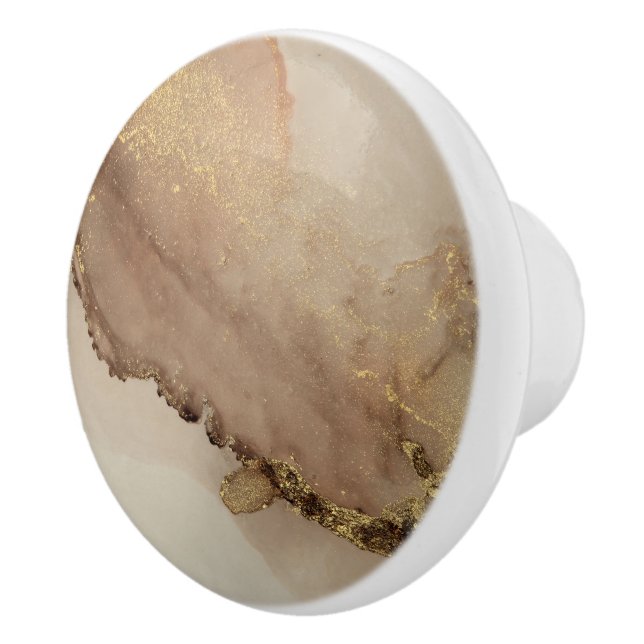 Pretty Gold Light Marble Ceramic Knob (Right)