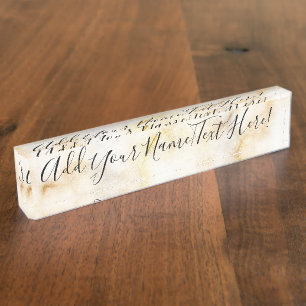 Pretty Gold Marble Pattern Print Elegant Modern Nameplate