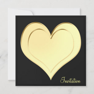 Pretty Gold Metallic Hearts Special Event Black Invitation