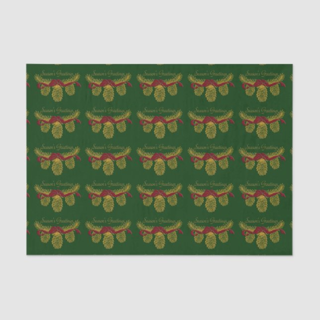 Pretty Gold Pine Cones Tissue Paper (Front)