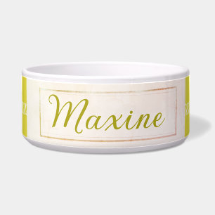 Pretty Golden Colours Name Ceramic Pet Bowl