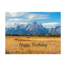 Pretty Golden Field Mountains Birthday