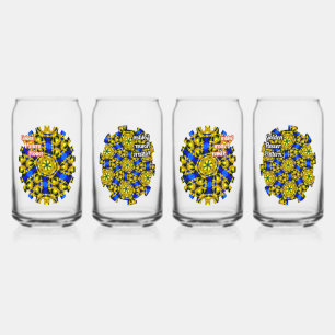 Pretty Golden Flowers Pattern Can Glass