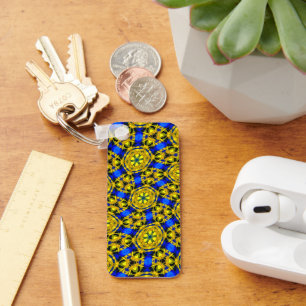 Pretty Golden Flowers Pattern Keychain