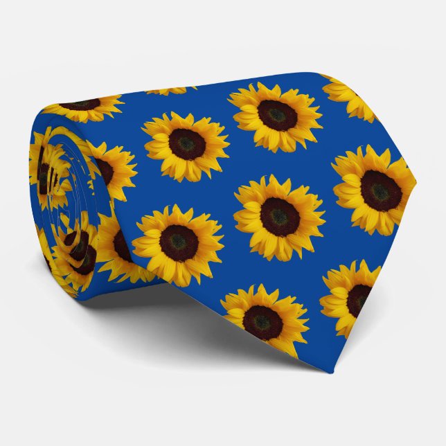Pretty Golden Yellow Sunflowers  Tie (Rolled)