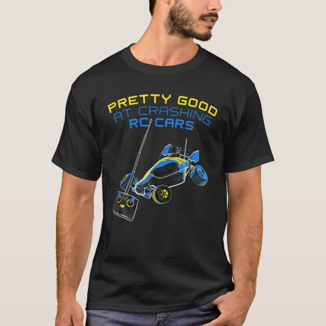 Pretty Good At Crashing RC Cars Retro Style Rocket T-Shirt (Front)