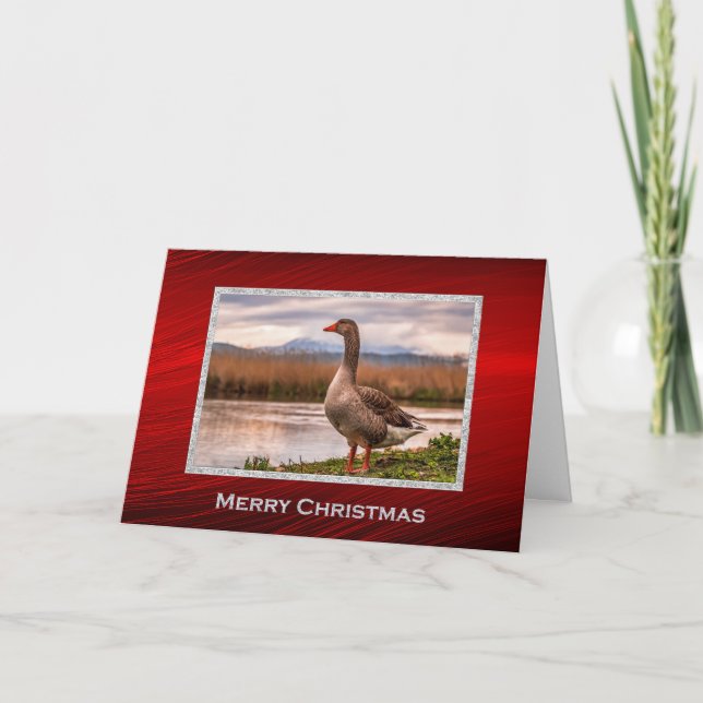 Pretty Goose Landscape Photo Christmas Holiday Card (Front)