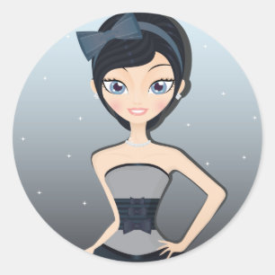 Pretty gown classic round sticker