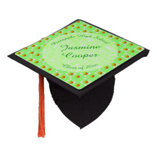 Pretty Graduation Apple blossom and Apples Pattern Cap Topper