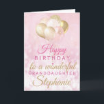 Pretty Granddaughter Birthday Balloon Card<br><div class="desc">A gorgeous glamourous birthday card for your granddaughter. This fabulous design features blush pink and gold glitter balloons on a rose pink sparkly background.  Customize with a name to wish someone a very happy birthday.</div>