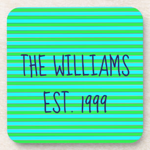 Pretty Green and Blue Stripes Coaster