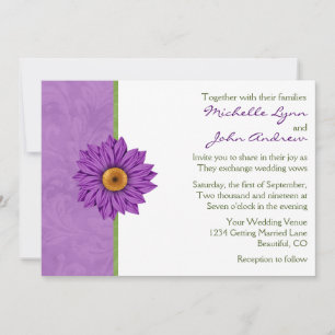 Pretty Green and Purple Flower Wedding Invitation