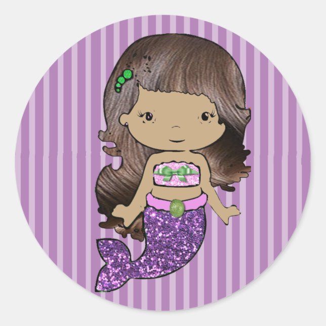 Pretty Green and Purple Mermaid Stickers (Front)