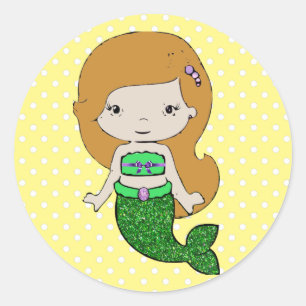 Pretty Green and Yellow Mermaid Stickers