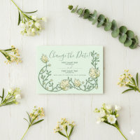 Pretty green art nouveau flowers change the date