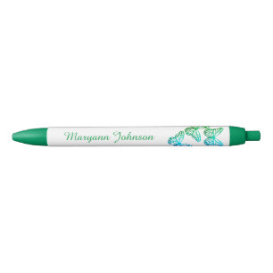 Pretty Green Butterflies Personalized Ink Pen