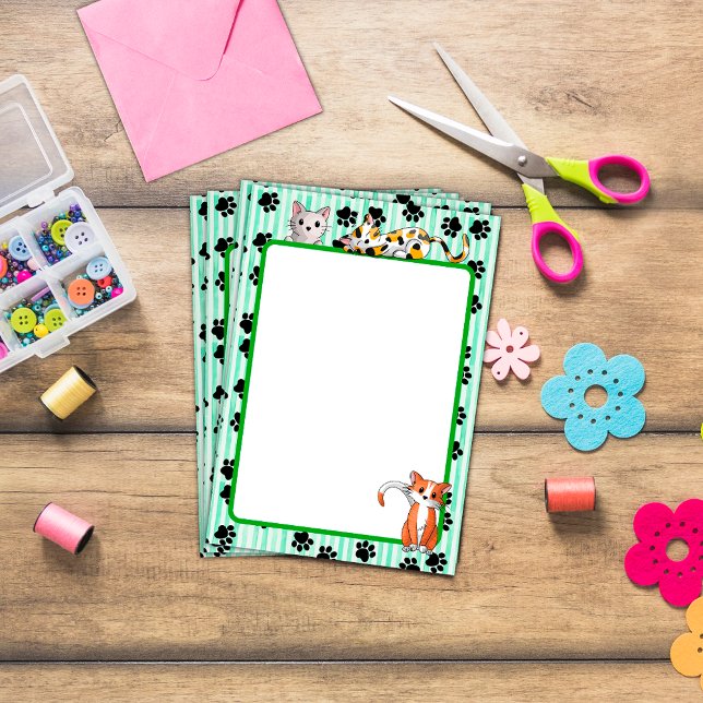 Pretty Green colour with paws cute kittens 4" x 6" Post-it Notes (Creator Uploaded)