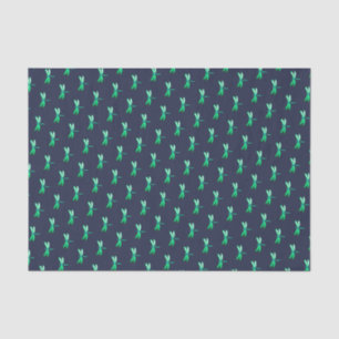 Pretty Green Firefly Pattern on Blue Tissue Paper
