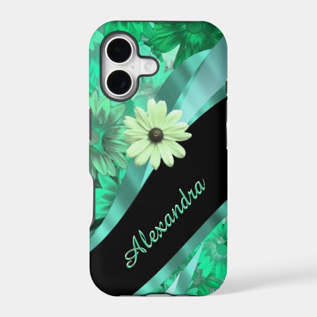Pretty green floral pattern personalized (Back)