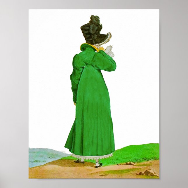 Pretty Green French Regency Fashion Drawing Poster (Front)