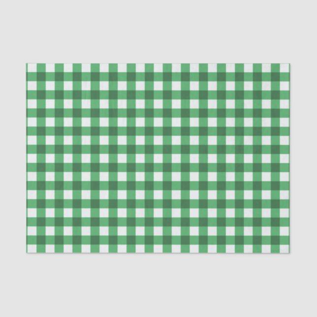 Pretty Green Gingham Checked Pattern Tissue Paper (Front)