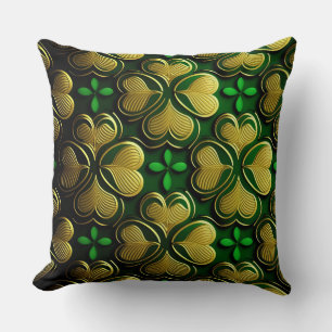 PRETTY GREEN & GOLD IRISH CELTIC KNOTS THROW PILLOW