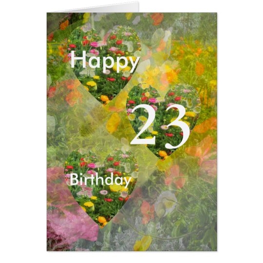 Pretty Green Hearts 23rd Birthday Card