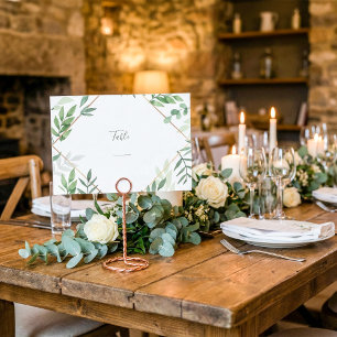 Pretty green leaves Single table number card