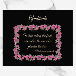 Pretty Green & Pink Roses Gratitude Foil Prints