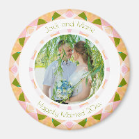Pretty Green Pink Wedding Keepsake Photo Gift