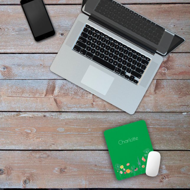 Pretty green red colorful daisy watercolor  mouse pad (Creator Uploaded)
