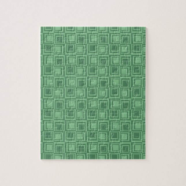 Pretty Green Squares Retro Pattern Gifts Jigsaw Puzzle (Vertical)