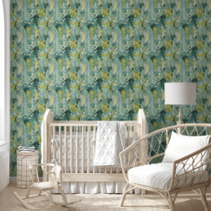 Pretty Green Watercolor Meadows Wallpaper