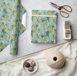 Pretty Green Watercolor Meadows Wrapping Paper