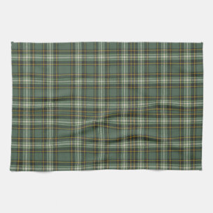 Pretty Green Yellow Plaid Design Kitchen Towel