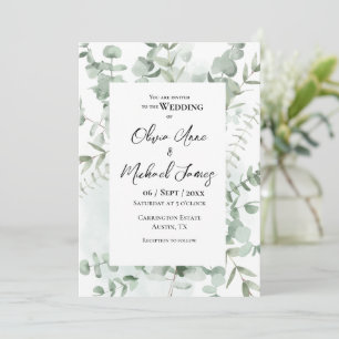 Pretty Greenery Eucalyptus Frame Modern Wedding Invitation