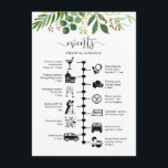 Pretty Greenery Wedding Guest Itinerary  Advice Card<br><div class="desc">A greenery wedding itinerary and welcome card with a watercolor foliage illustration. Using pictogram icons, let your guests know of your itinerary for your big day & ensure no one misses out on any of your agenda during the whole event. With a welcome message on the front these are perfect...</div>