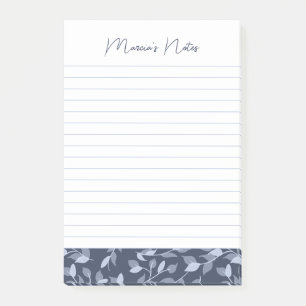 Pretty Grey Florals Modern Personalized Lined Post-it Notes