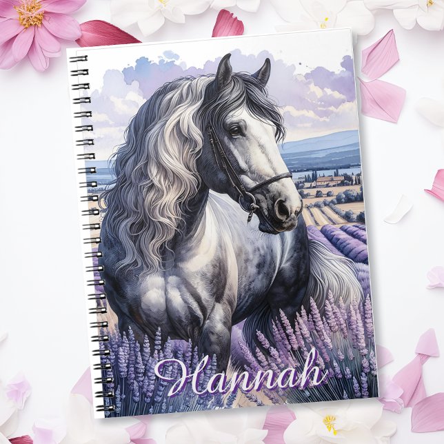 Pretty Grey Horse Standing in Lavender Notebook (Creator Uploaded)