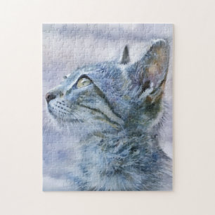 Pretty Grey Kitten Cat Art Puzzle