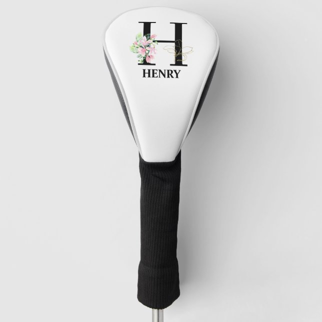 Pretty H Monogrammed Initial Golf Head Cover (Front)