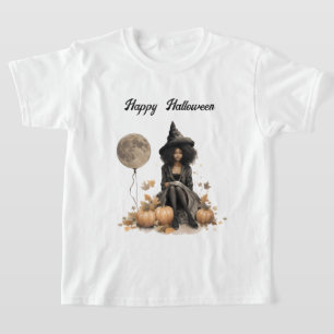 Pretty Halloween Witch and Full Moon Balloon T-Shirt